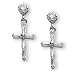 Sterling Silver and Crystal CZ Cross Pierced Earrings