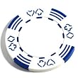 WHITE - Striped with Poker Suits 12 Gram Clay Poker Chips - 50 Pack