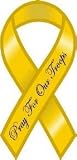 Yellow Pray For Our Troops Ribbon Magnet