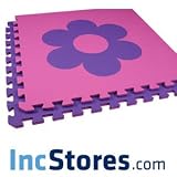 Soft Shapes Foam Flooring Tiles EVA Interlocking 2'x2' Mats Baby Infant Toddler 12 Tile Packs (Flower - Pink/Purple)