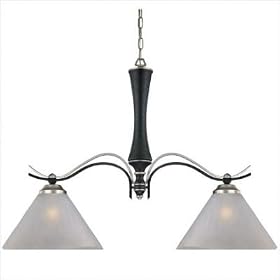 Prisma Kitchen Island Light in Matte Black and Nickel with Leather Accent