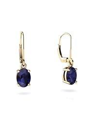 Genuine Sapphire 14kt Yellow Gold Lever Back Earrings