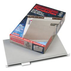 Pendaflex 415315GRA Hanging Folder, Reinforced w/Infopocket, Gray, 1/5 Tab, Legal, 25/box
