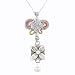 Square Flower Pendant in Sterling Silver with Pearl Accent Bead on a 16
