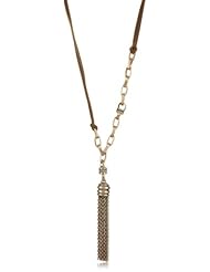 Paige Novick Tan Leather "Buenos Aires" Detachable Tassel Necklace