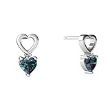 14K White Gold Heart Created Alexandrite Earrings
