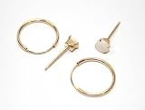 14k Yellow Gold Four Prong 4mm Genuine Opal-October Stud and 12mm Endless Tube Hoop Set