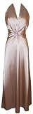 Rhinestone Pin Satin Satin Halter Gown Bridesmaid Prom Dress - M