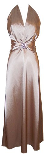 Rhinestone Pin Satin Satin Halter Gown Holiday Formal Bridesmaid Prom Dress – 3X