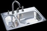 Kindred CL2233/85K/4 22-by-33-Inch Drop-In Stainless Combination Bowl Sink Noble