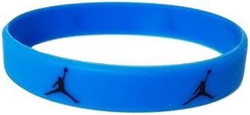 Jordan Slim Wristband w/ Jumpman Inspired Logo Sport Silicone Bracelet (BLUE w/ BLACK LOGO)