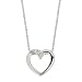14k White Gold Diamond Heart Pendant w/Chain 16