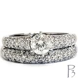 1.65CT Diamond Pave Engagement Matching Wedding Ring Band Set 14k White Gold Size 7 Resizable