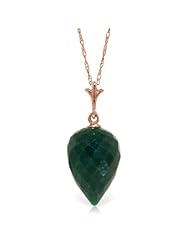 14K Gold Pointy Briolette Natural Emerald Pendant Necklace