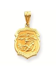 14k Saint Michael Medal Badge Pendant - Gold Jewelry