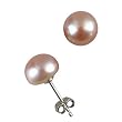 Lavender 7.5-8mm AAAA Cultured Pearl Platinum Overlay CAREFREE Sterling Silver Stud Earrings (LS1B)