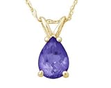 All-Natural Genuine 7x5 mm, Pear Shape Tanzanite pendant set in 14k Yellow gold