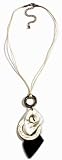 Hush! Ladies 16 Black and White -3 Drop Multi Shape Necklace On Double Stranded Beige Cord With 3 Extender- Milano Collection