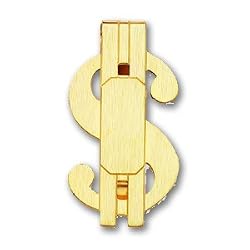 Gold-plated Satin Finish Dollar Sign Money Clip