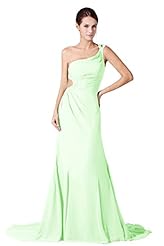 Sexy One Shoulder Wrap Cutout Asymmetric Crystal Beaded Ruched Chiffon   Ball Gown Pageant Dress/Prom Dress 