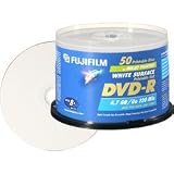 Fujifilm 8x Write-Once DVD-R Spindle With White Ink Jet Printable Surface - 50 Disc Spindle DVD-RPIW/50