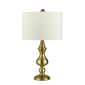 Candice Olson Allure Satin Brass Table Lamp, White Poly/Silk Hardback Shade 14.5"x26.5"