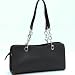 Leather Like Chain Shoulder Bag Black Simulated Leather