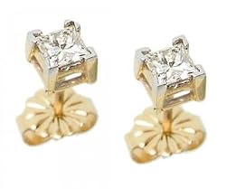 Princess Diamond Solitare Stud Earrings 1/2 Cttw White Gold