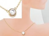 Beautiful 24k Gold Layered GL Round Cubic Zirconia Charm Necklace - Lifetime Warranty! Comes in Fancy Jewelers Gift Box ~ You Choose Length from 16 - 20