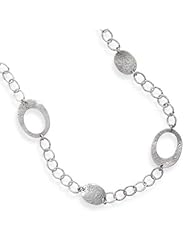 Sterling Silver 27 Inch Textured Oval Link Necklace