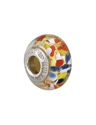 Sterling Silver 10.00X15.00 mm Kera Bella Viaggio Multi Color Glass Bead With Aventurina And Gold Foil