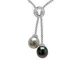 0.66 cts Pearls Necklace - 18kt White Gold LIFETIME WARRANTEE