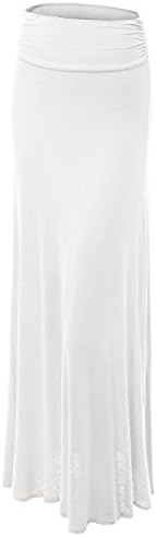Womens Rayon Lightweight Floor Length Maxi Skirt (Large, White)