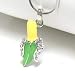 Fun Yellow/Green Banana Peel Charm Necklace with Crystal Accents Silver Tone