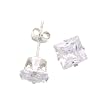 Sterling Silver 6mm Princess Cut CZ Earrings