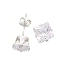 Sterling Silver 6mm Princess Cut CZ Earrings