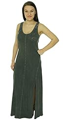 Sleeveless Scoop Neck Cotton/Knit Slit Sequined Maxi Dress 