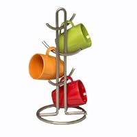 SATIN NICKEL Euro coffee MUG HOLDER Stand KITCHEN