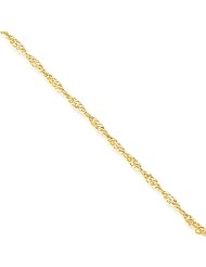 14k Yellow gold Twisted Diamond cut Singapore Chain