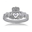 Diamond Claddaugh Celtic Ring in Fine White Gold