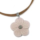 Pink Mother of Pearl Flower on 15 Inch Leather Cord
