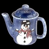 IMAGE OF Coffee Pots Blue Ceramic, Coffee Pots Ceramic Snowman Blue Coffee Pot