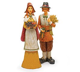 Set Of Man And Woman Thanksgiving Pilgrim Figurines/Statues Beautiful Holiday Home Decor