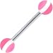 Pink WHITE STRIPED Barbell Tongue Ring
