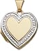 Beaded Edge Heart Locket in 14K Two Tone Gold