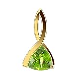 14 KT Yellow Gold 1 CTW Triangle 8 MM Peridot Stone Pendant 14K