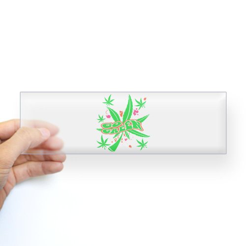 Bumper Sticker Clear Marijuana Go Green Neon