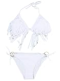 Girls Two Piece Adjustable Halter Top Fringe String Bikini