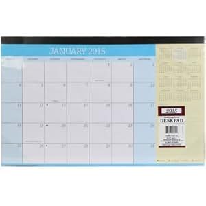 Amazon.com : 1 X 2015 Desk Pad/Blotter Style Calendar - Blue : Office ...