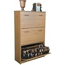 Venture Horizon Shoe Cabinet-Three Drop Down Drawers-Oak Finish 4240OA (Oak) (48"H x 30"W x 11 1/2"D)